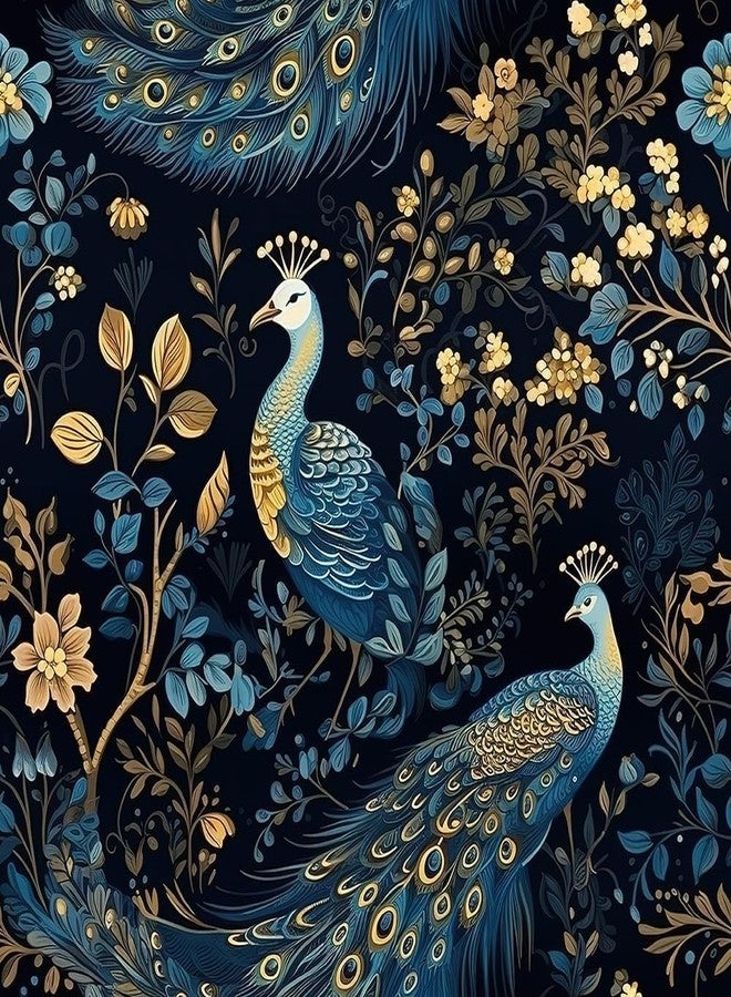 PIXELPACE Self-Adhesive Waterproof Peacock Floral Luxury Pattern Wallpaper Removable PVC Vinyl Wall Sticker for Living Room, Hall & Home Décor (45 x 304 cm) - Image 1